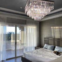 ثريا كريستالية بإطار أسود مربع من Rylight مكونة من 5 طبقات