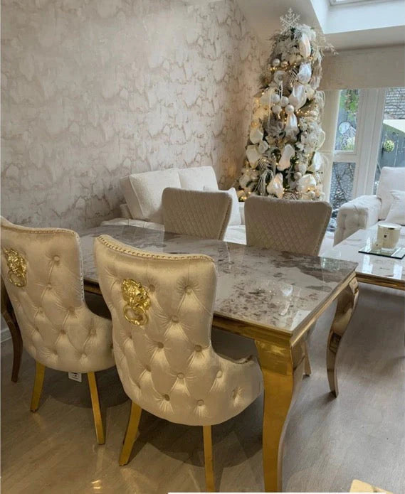 Luxury Velvet Dining Chair in Gold/Chrome Color