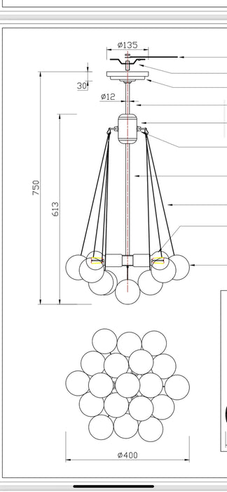 Rylight Cloud ballonnen glazen kroonluchter