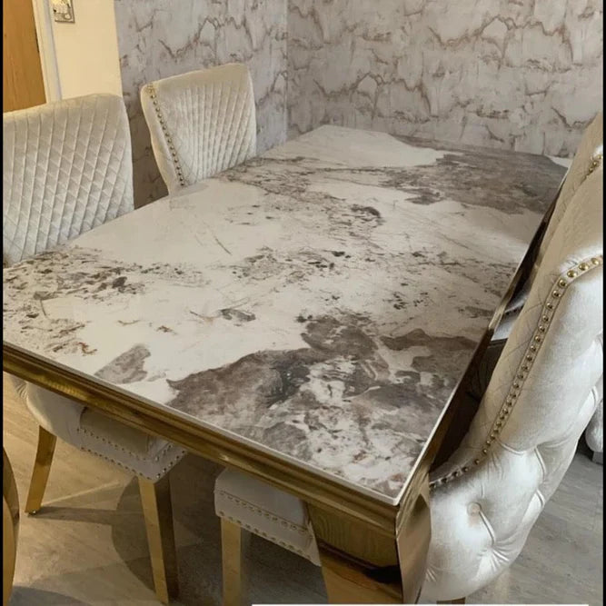 Luxury Velvet Dining Chair in Gold/Chrome Color