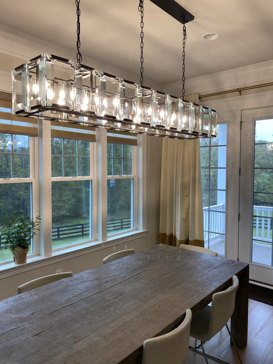 Rylight 12/14/16/18/22-ثريا بشمعة كريستال مستطيلة الشكل