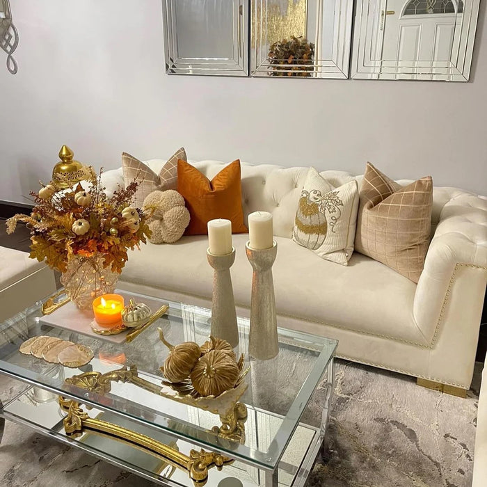Rylight Cream Velvet Sofa