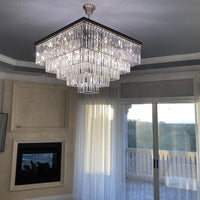 ثريا كريستالية بإطار أسود مربع من Rylight مكونة من 5 طبقات