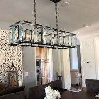 Rylight 12/14/16/18/22-Light Rectangular Crystal Candle Chandelier