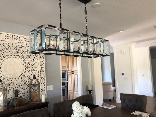 Rylight 12/14/16/18/22-ثريا بشمعة كريستال مستطيلة الشكل