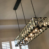 Rylight 12/14/16/18/22-Light Rectangular Crystal Candle Chandelier