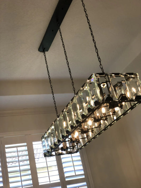 Rylight 12/14/16/18/22-ثريا بشمعة كريستال مستطيلة الشكل