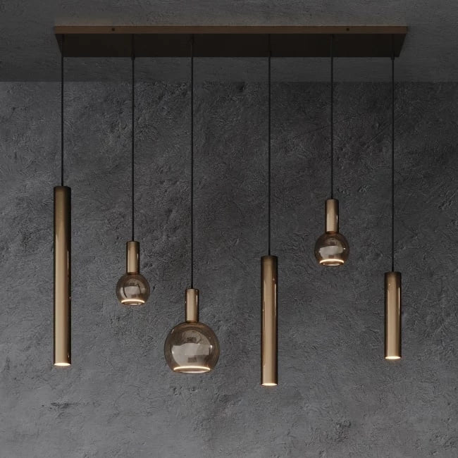 Rylight 6/7-Light Minimalist Bulbs and Columns Pendant