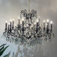 Rylight 12/18-Light Candle Crystal Chandelier in Black Finish