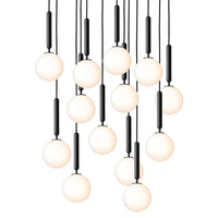 Rylight 1/3/6/13-Globes helder/wit glazen hangende kroonluchter 