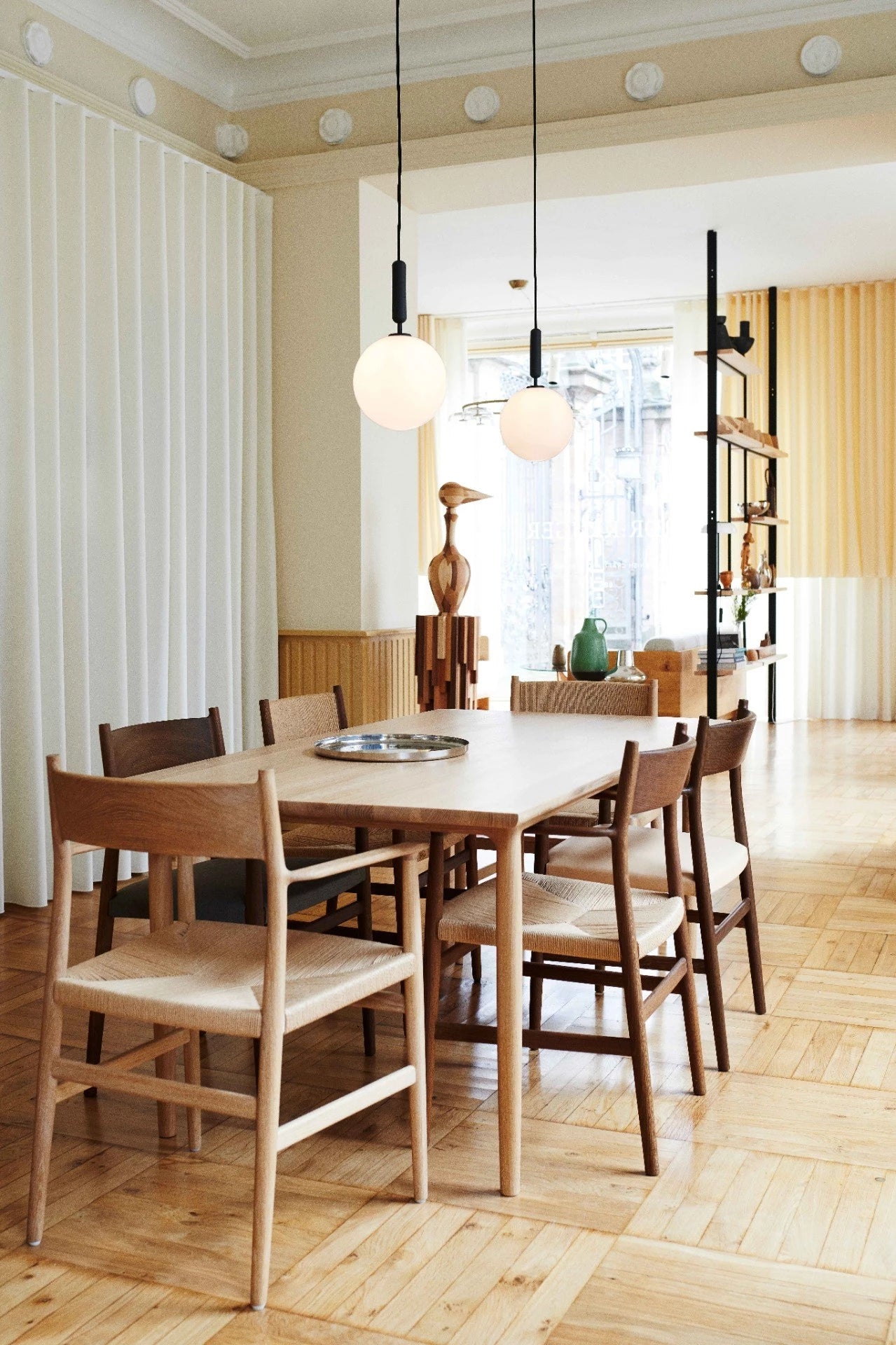 Rylight 1/3/6/13-Globes helder/wit glazen hangende kroonluchter 