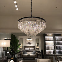 Rylight 4/5/7-laags ronde/rechthoekige kristallen dimbare kroonluchter in goud/zwarte afwerking