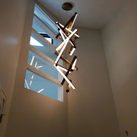 Moderne verticale geometrische aluminium hanglamp voor trap/hal/hoog plafond 