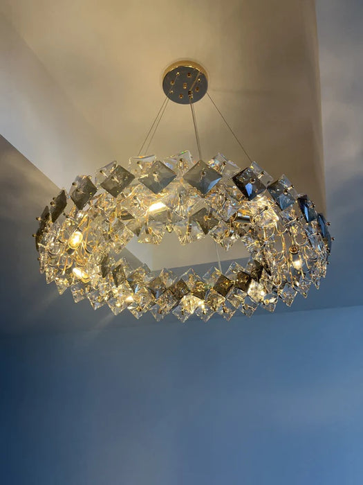 Rylight 6/8 lichte ruitvormige kristallen kroonluchter