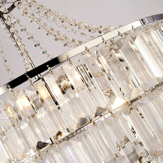 ثريا كريستالية من الكروم المصقول الدائرية من Rylight ذات 3 طبقات