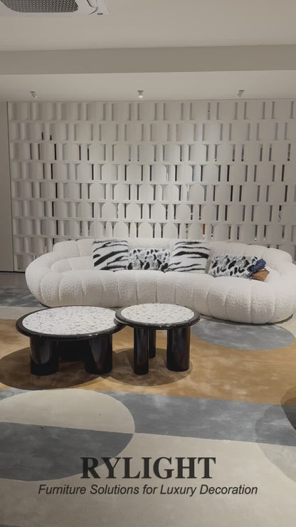 Rylight Stylish Cloud-Like Textured Bouclé Fabric Curved Sofa