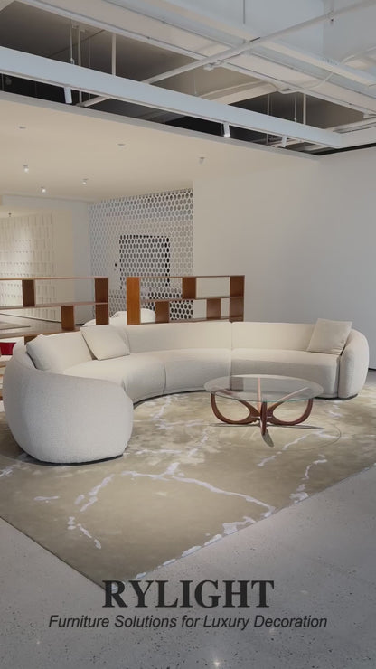 Rylight Moderne Luxe Beige Bouclé Gebogen Sectionele Bank