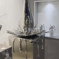Teardrop-Shaped Silver Sculpture Decor
