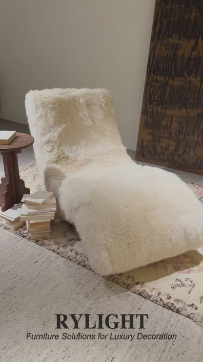 Rylight Luxury Modern Furry Plush Curved Chaise Lounge