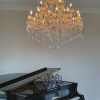 Rylight 9/19/49-Light Crystal Chandelier in Gold/Chrome Finish