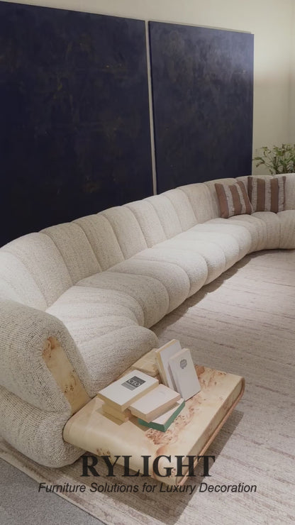Rylight Modern Artistic Curved Modular 4-Section Fabric Sofa