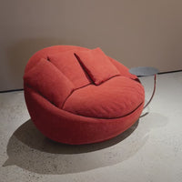 Rylight Trendy Soft Circular Red Textured Fabric Leisure Chair