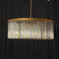 ثريا كريستالية مستديرة من Rylight ذات طبقة واحدة باللون النحاسي/الأسود 