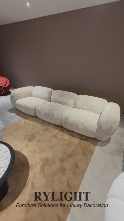 Rylight Minimalist Luxe Cloud-Form Beige Plush Modular Sofa