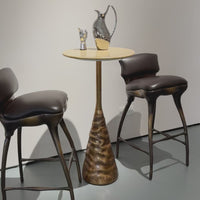 Aurelio Sculptural Leather Bar Stool