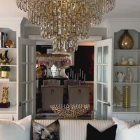 Rylight 3/4-Tier Round Tiered Crystal Chandelier in Gold/Silver Finish