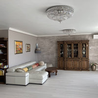 Rylight 9/12/15-Light Flush Mount Crystal Chandelier in Gold/Silver Finish