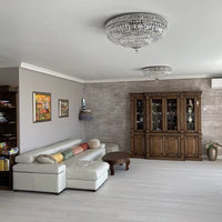 ثريا كريستالية حديثة بإضاءة مدمجة 9/12/15 باللون الذهبي/الفضي