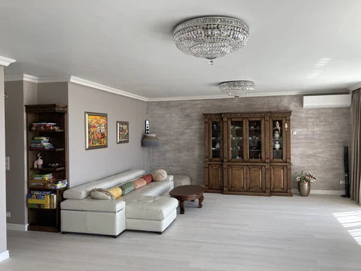 ثريا كريستالية حديثة بإضاءة مدمجة 9/12/15 باللون الذهبي/الفضي