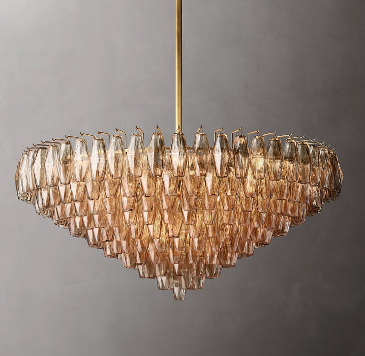 Rylight 6/8/10/13-Tier Clear/Amber Glass Round/Rectangular Chandelier