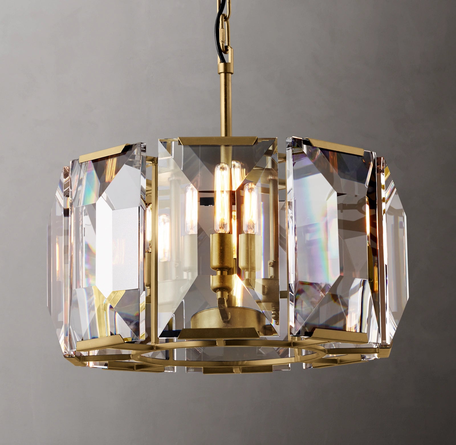 Rylight 4/7/10/14-Light Round Crystal Chandelier in Brass/Black Finish