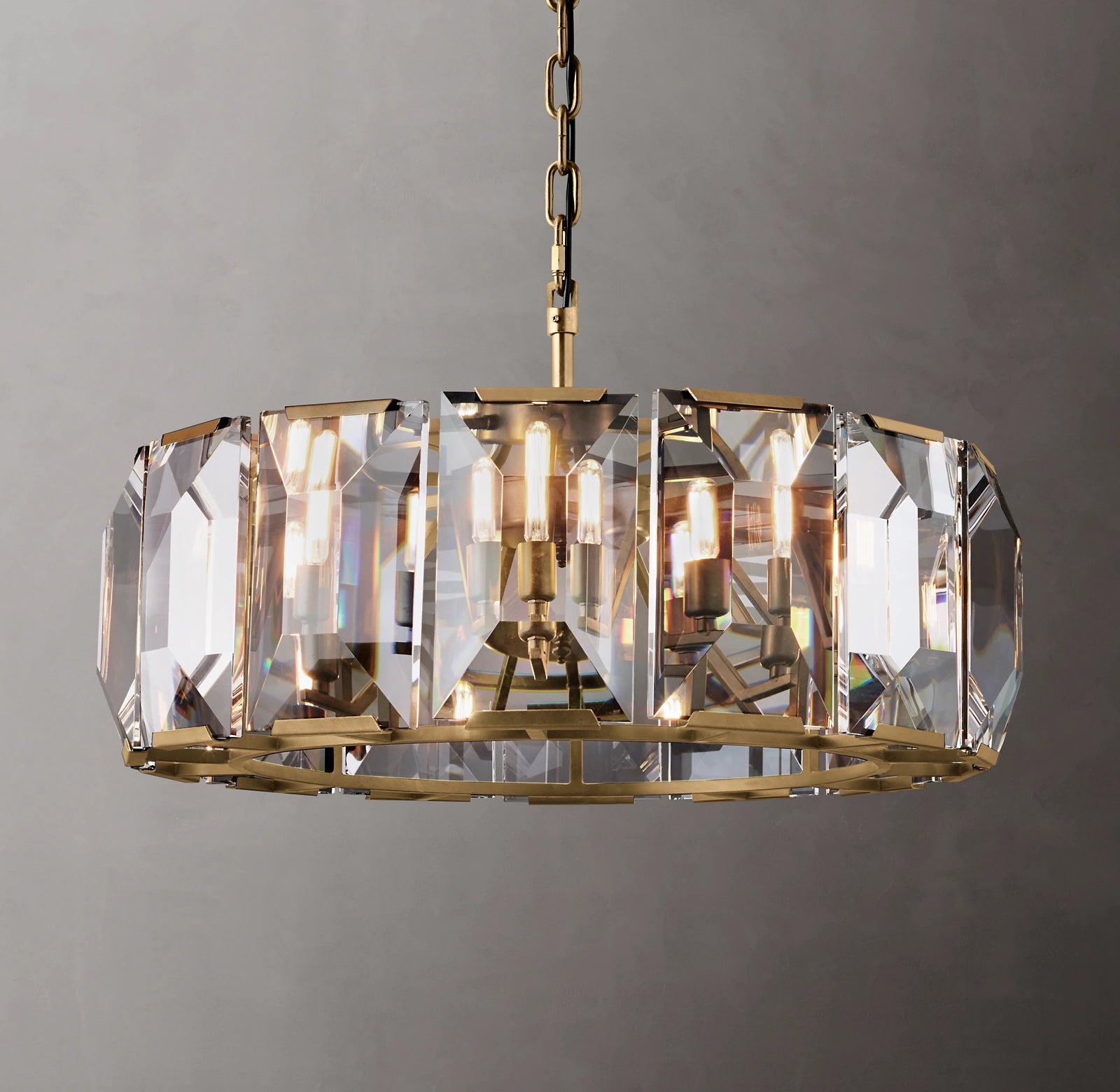 Rylight 4/7/10/14-Light Round Crystal Chandelier in Brass/Black Finish