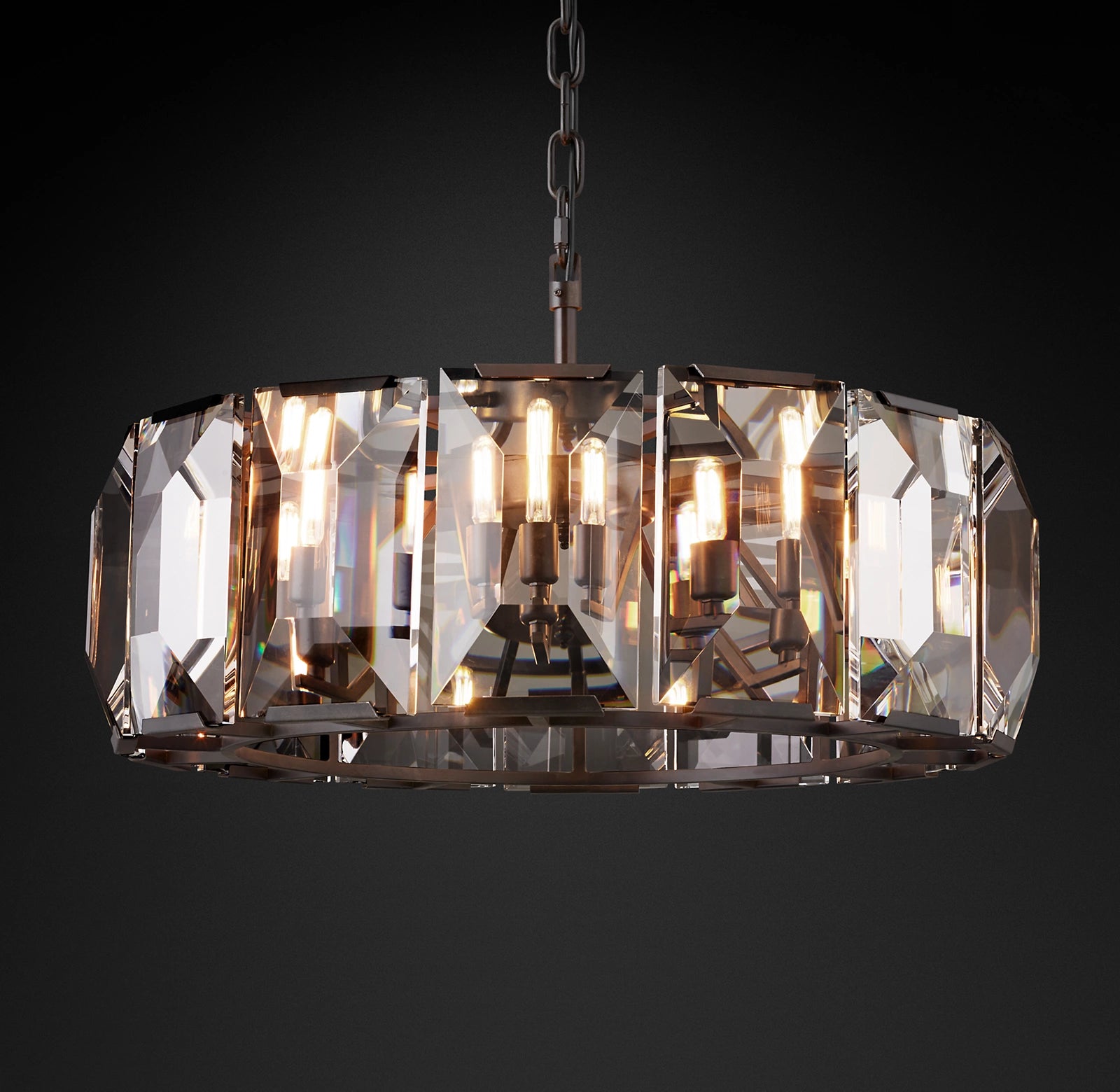 Rylight 4/7/10/14-Light Round Crystal Chandelier in Brass/Black Finish