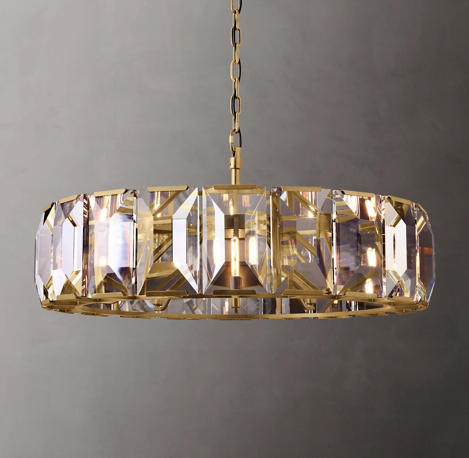Rylight 4/7/10/14-Light Round Crystal Chandelier in Brass/Black Finish