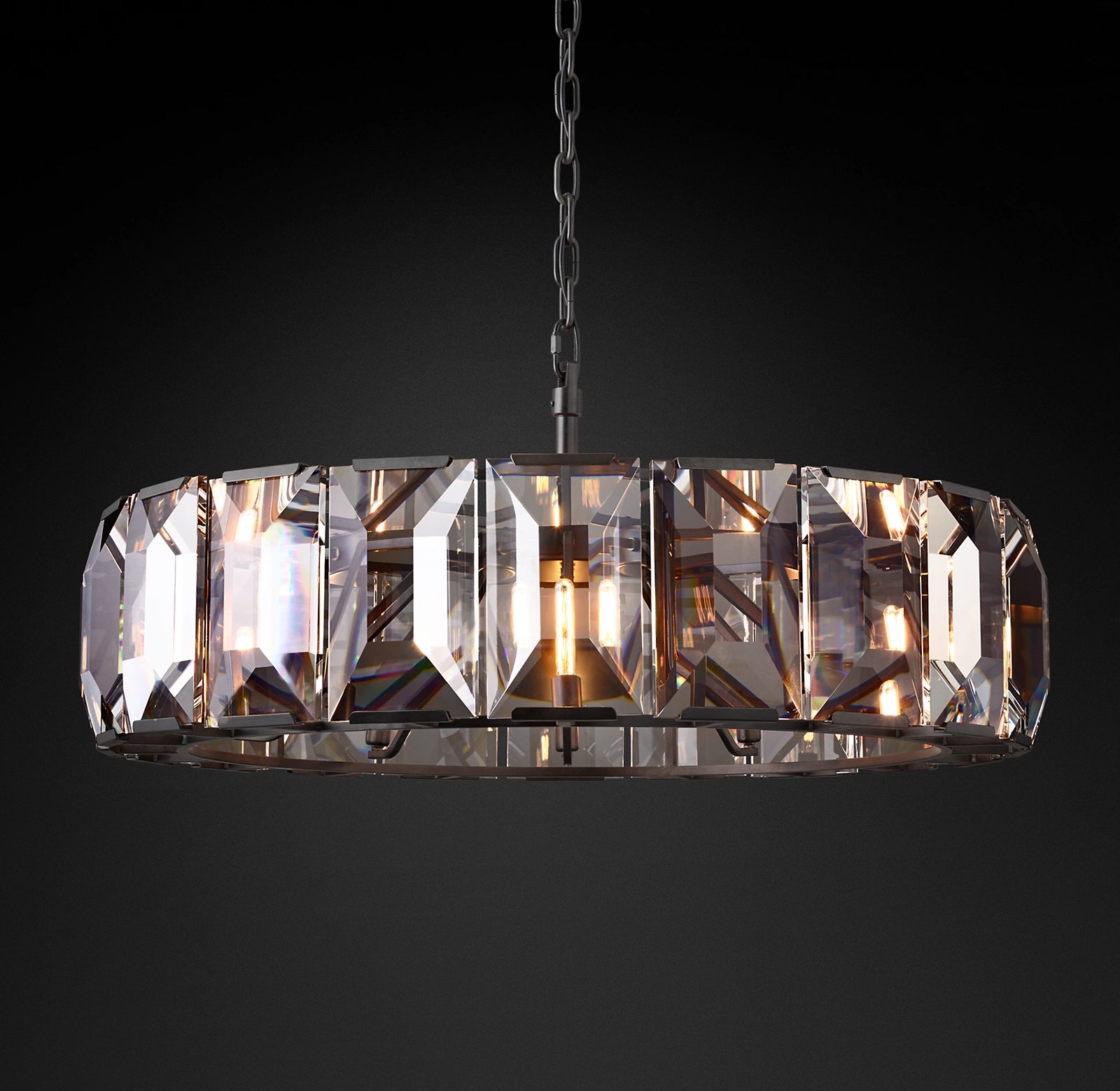 Rylight 4/7/10/14-Light Round Crystal Chandelier in Brass/Black Finish