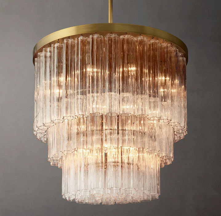 Rylight 1/3-Tier Round/Rectangle Crystal Tubular Chandelier