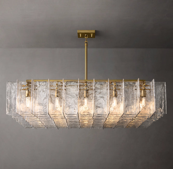 Rylight 9/16/25-Light Square Hand-hammered Glass Chandelier in Brass Finish