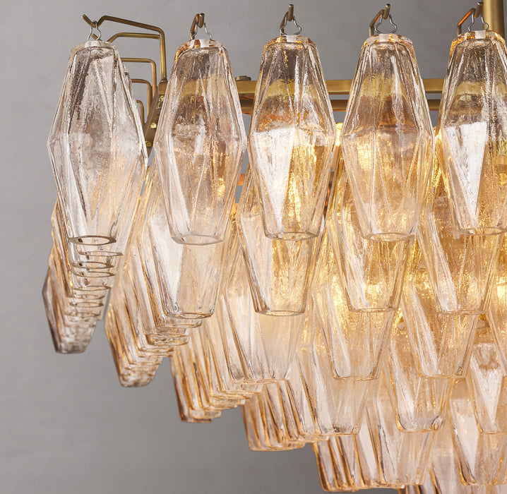 Rylight 6/8/10/13-Tier Clear/Amber Glass Round/Rectangular Chandelier