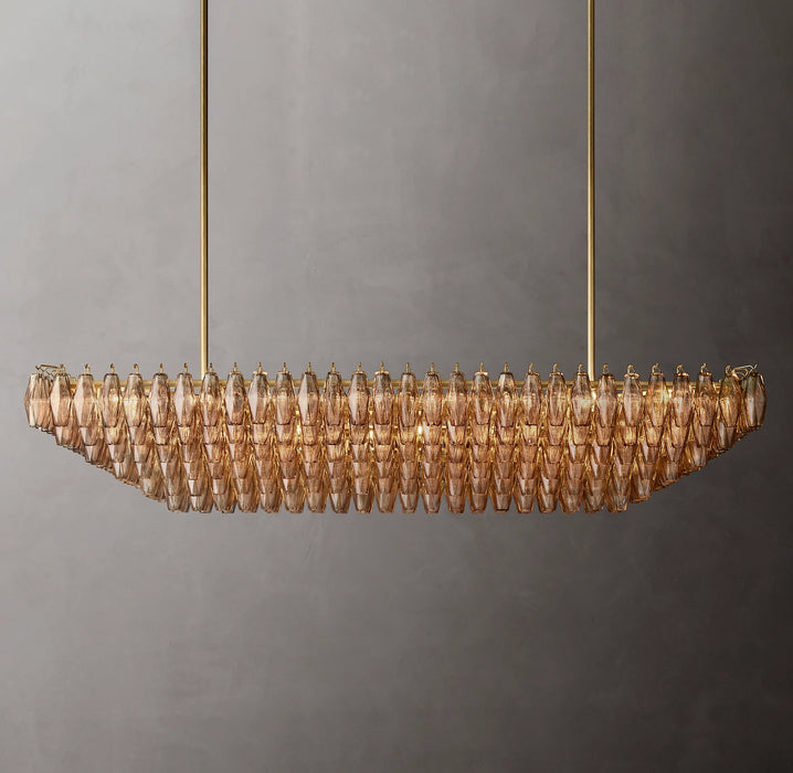 Rylight 6/8/10/13-Tier Clear/Amber Glass Round/Rectangular Chandelier