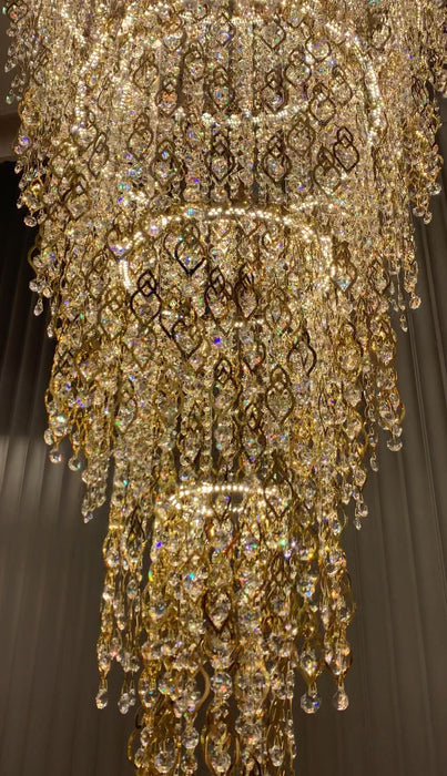Modern Round 5-Layer  Crystal Tassel Chandelier for Villa/Staircase/Foyer/Living Room