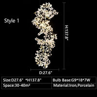 ثريا سيراميك بورسلين كبيرة الحجم بتصميم إبداعي من أوراق الجنكة من رايلايت