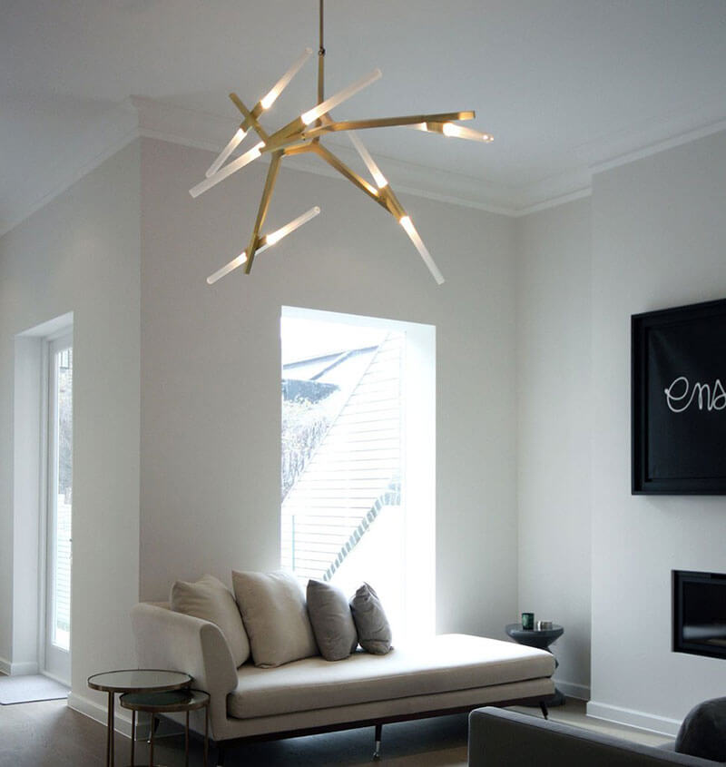 Rylight Simple Brass/Black Branches Chandelier