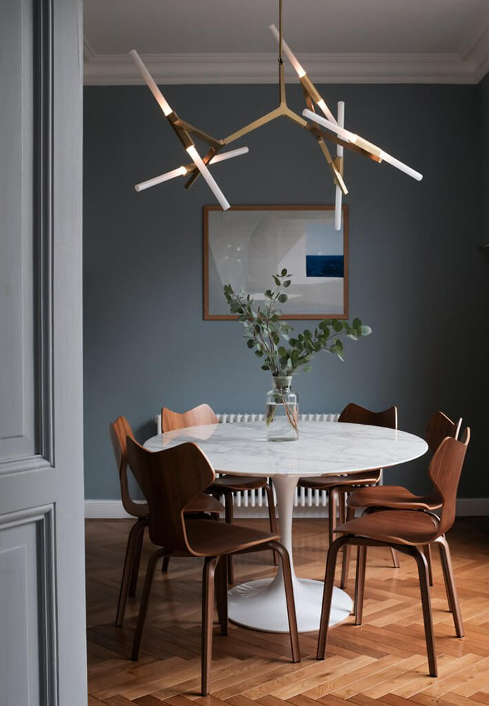 Rylight Simple Brass/Black Branches Chandelier
