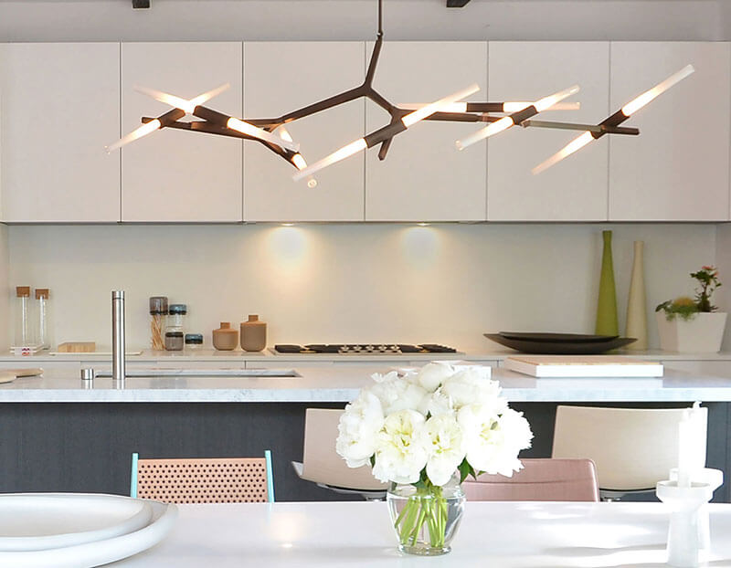 Rylight Simple Brass/Black Branches Chandelier