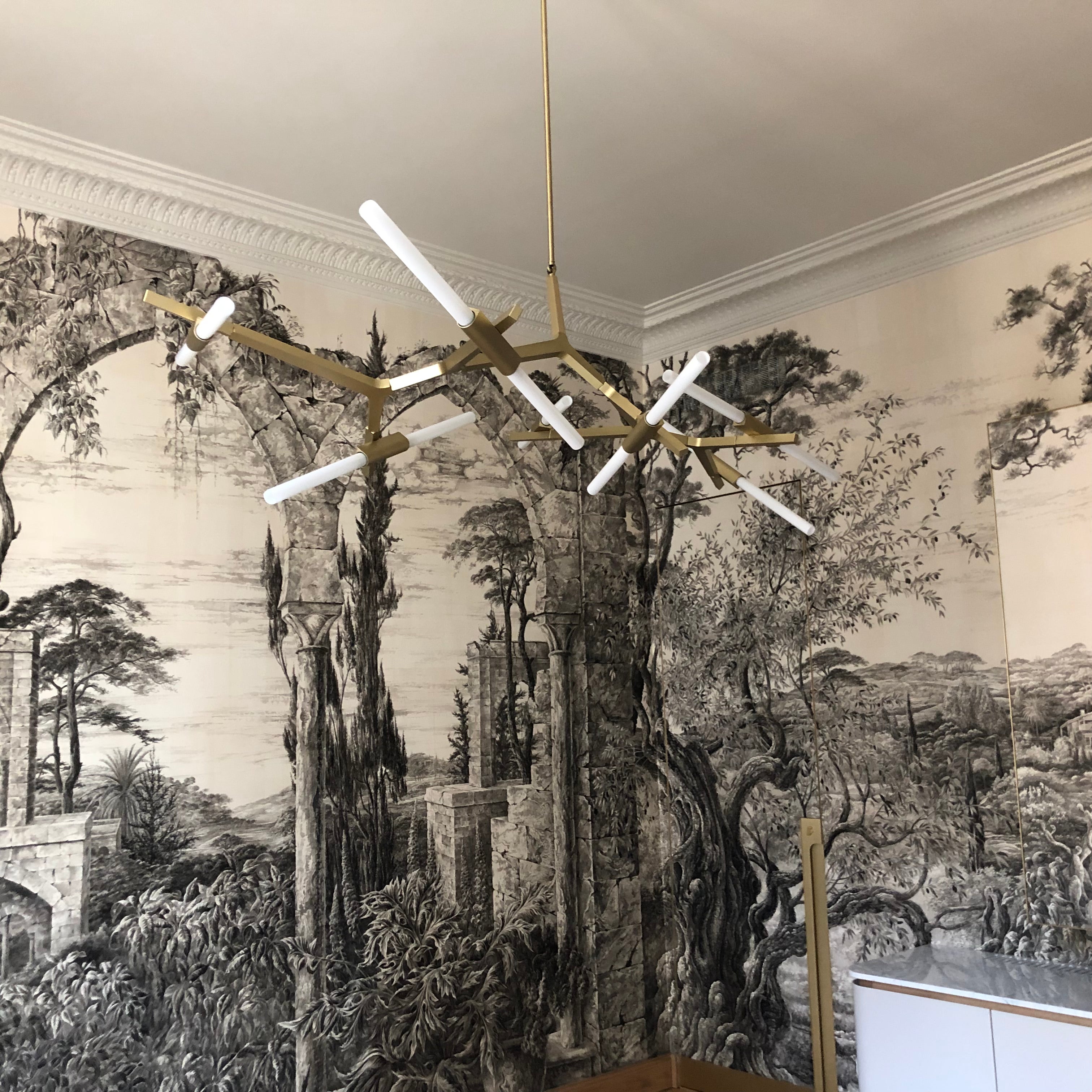 Rylight Simple Brass/Black Branches Chandelier