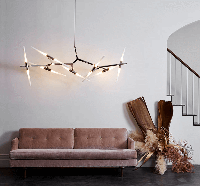 Rylight Simple Brass/Black Branches Chandelier